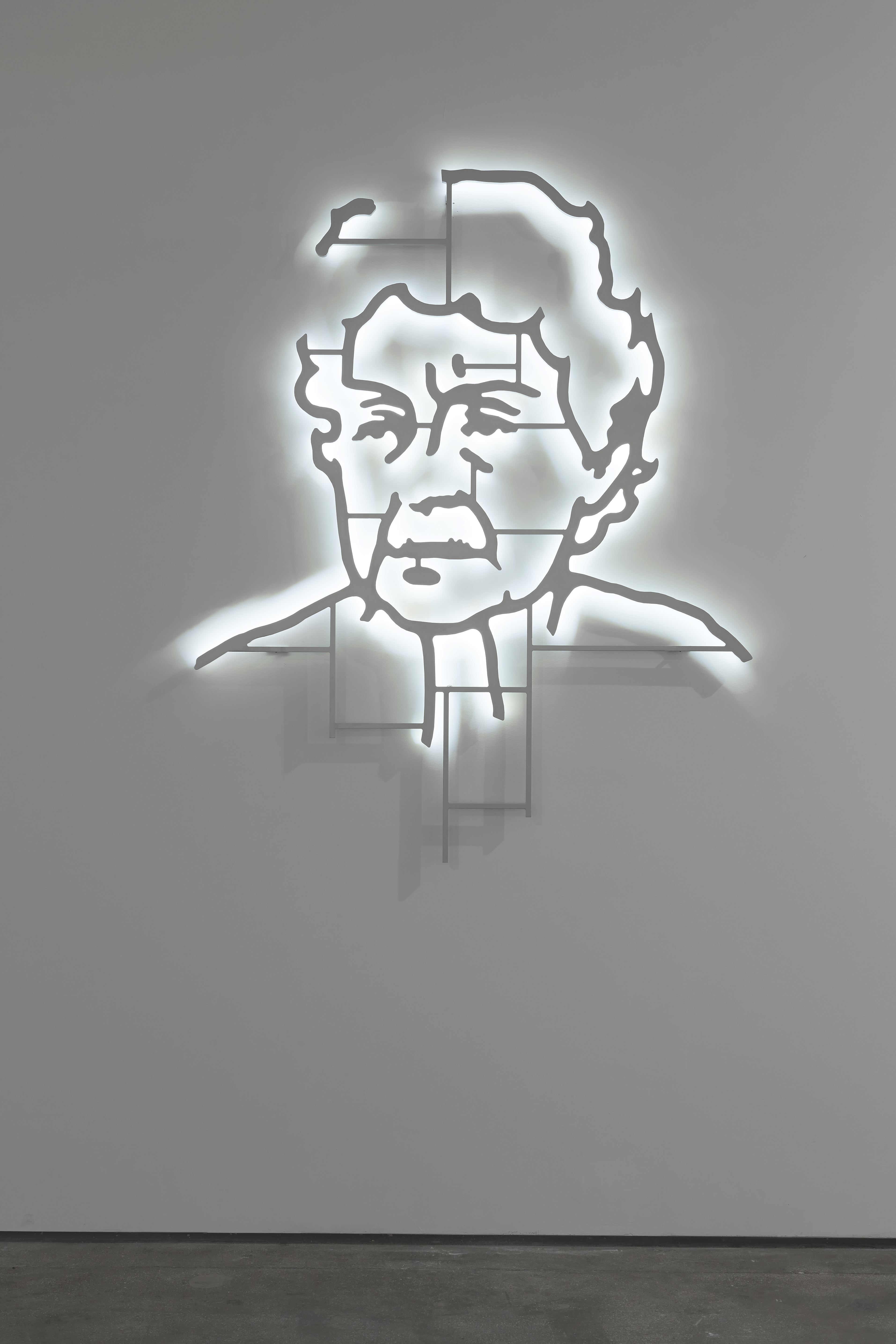 A light installation work of a portrait