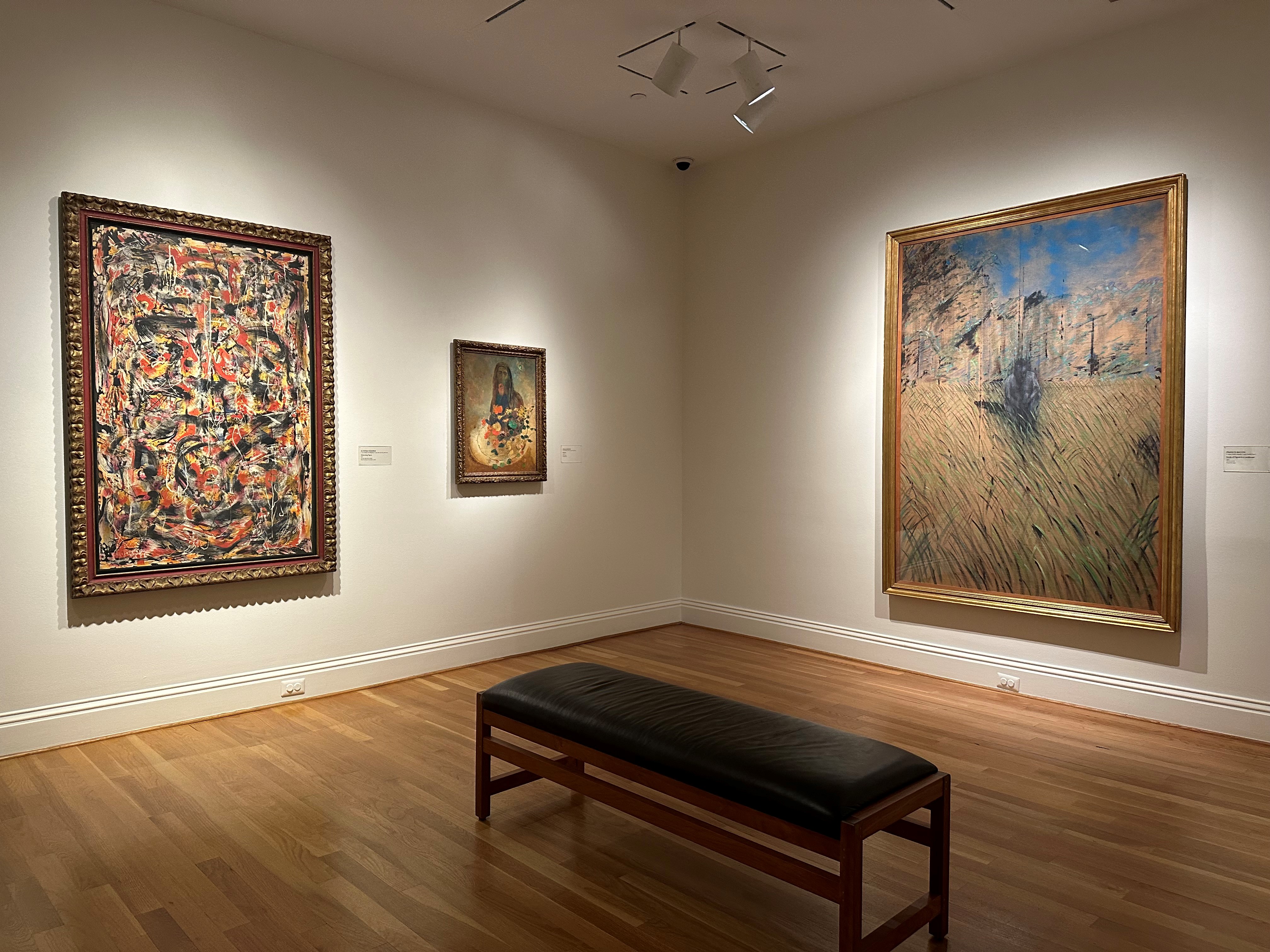 Installation shot showing paintings by Alfonso Ossorio, Odilon Redon, and Francis Bacon