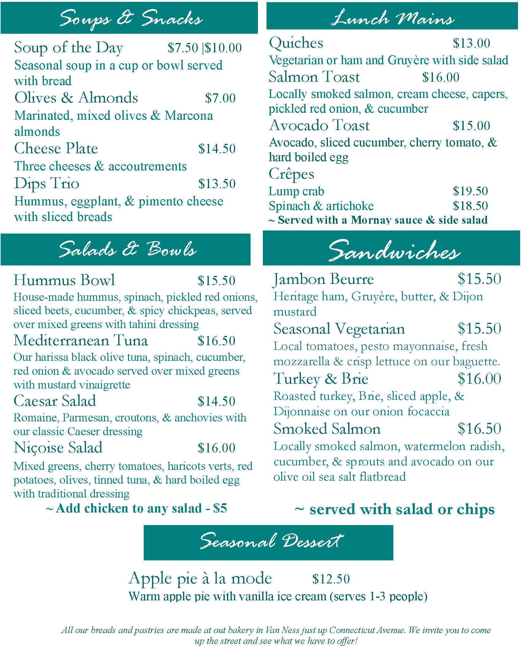 Bread Furst menu