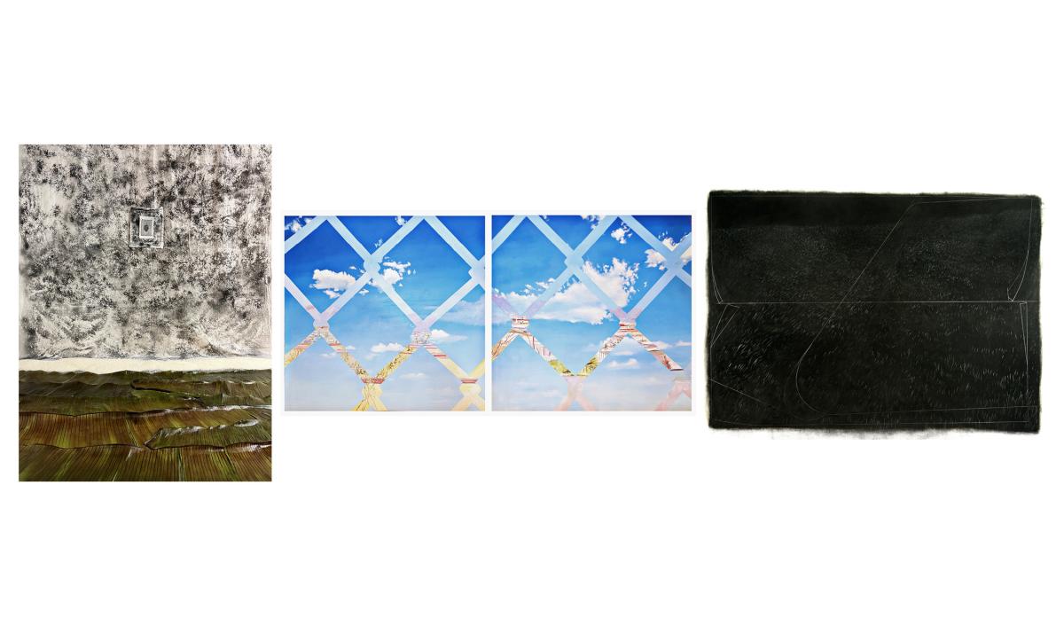 Collage of three artworks by CARD fellows