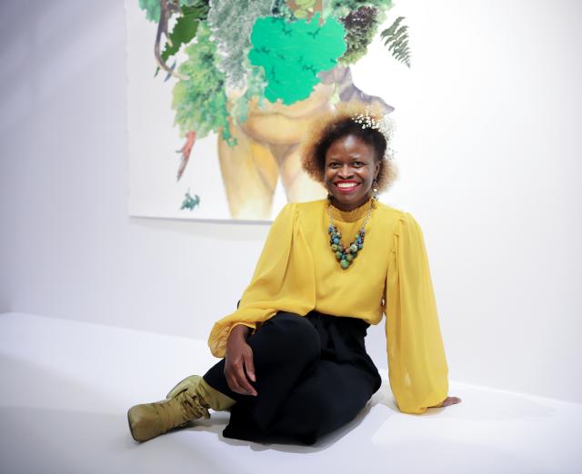 Zoë Charlton with her work The Country A Wilderness Unsubdued 
