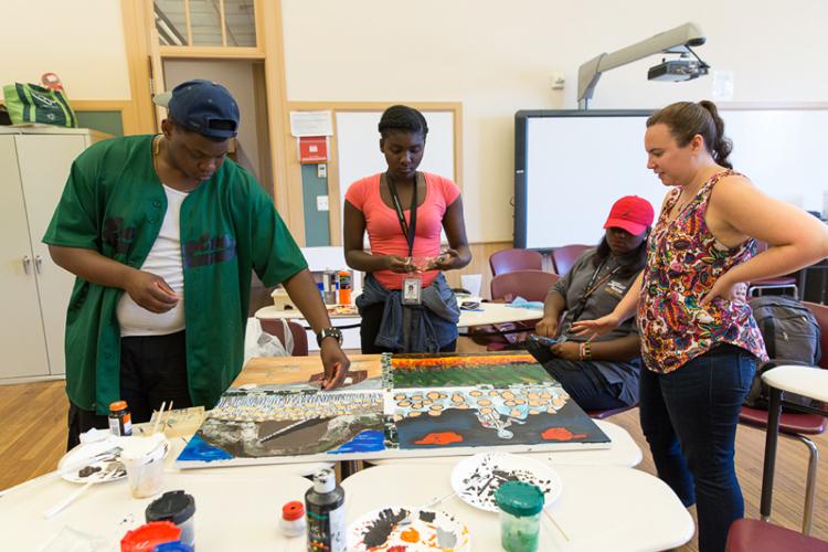 Students working on project